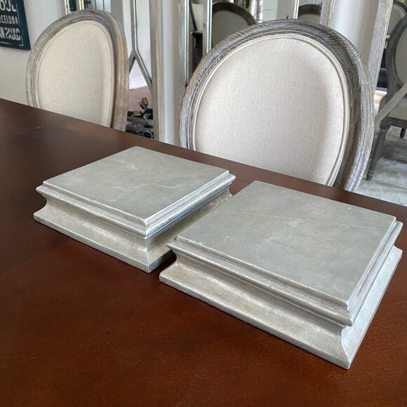 (Set of x2) Silver Weighted Vintage Pedestals (8x8") - Picture 1 of 5